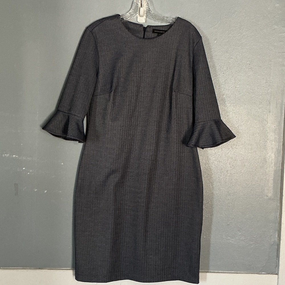 Banana Republic Womens Herringbone Gray Sheath Dress Sz 12